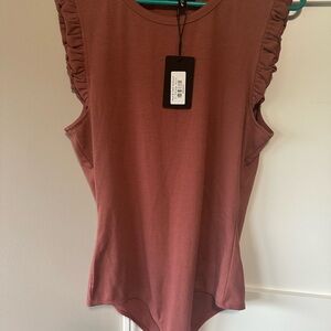 Ruffled Sleeveless Bodysuit in Dusty Rose
